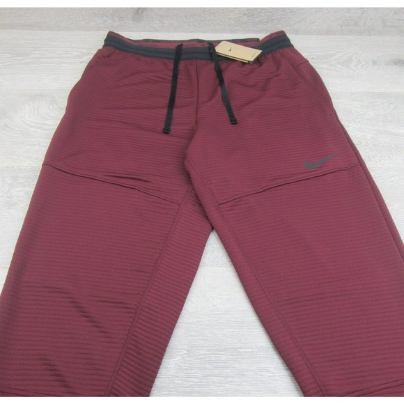 Nike Pro Dri-FIT Fleece Fitness Pants Men's Size Medium Maroon Black NEW - Picture 3 of 13